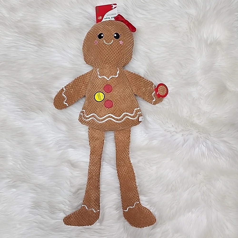 X-Large Girl Gingerbread Tuff Toys Durable Crinkle Squeaker Dog Toy